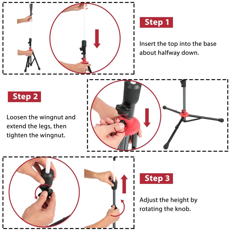 McHom Baseball & Softball Batting Tee - Hitting Travel Tee | Adjustable Height | Portable & Collapsible | Tripod Base - Image 4
